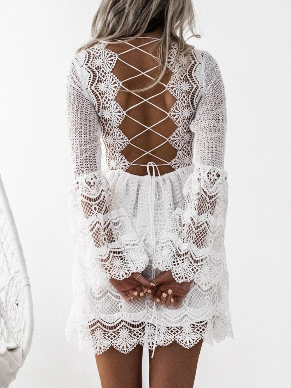 Twosisters The Label Romania White Lace Boho Mini Dress - Size